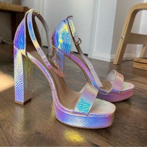 Iridescent Snakeskin Party Heels